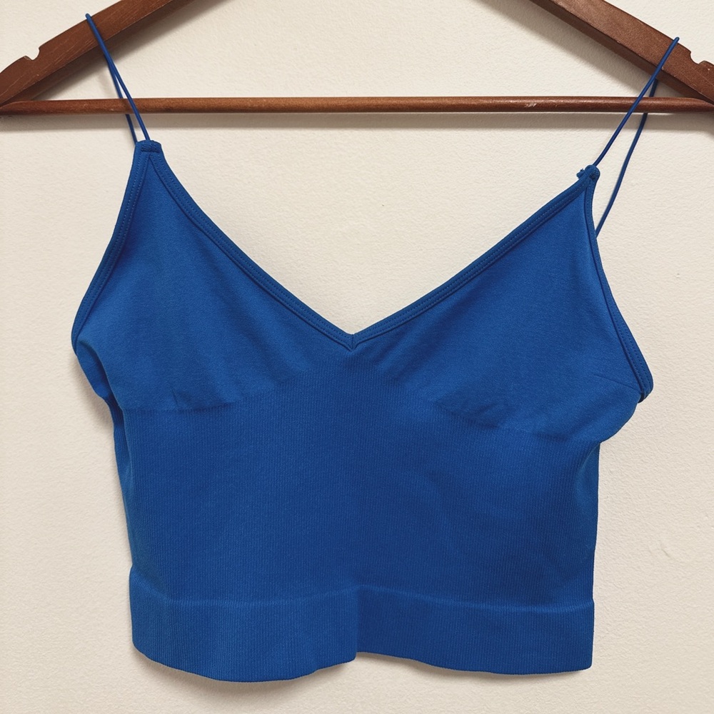 Free People Blue Cropped Tank Top SIZE XS/S